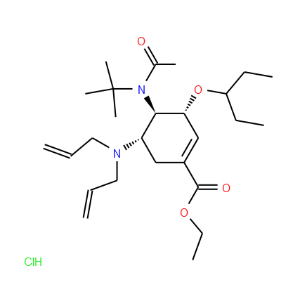 1-Cyclohexene-1-carboxylic acid,4-[acetyl(1,1-dimethylethyl)amino]-5-(di-2-propen-1-ylamino)-3-(1-ethylpropoxy)-,ethyl ester, hydrochloride (1:1), (3R,4R,5S)- - Click Image to Close