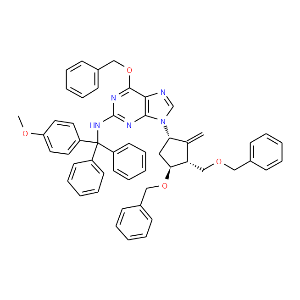 9H-Purin-2-amine,N-[(4-methoxyphenyl)diphenylmethyl]-9-[(1S,3R,4S)-2-methylene-4-(phenylmethoxy)-3-[(phenylmethoxy)methyl]cyclopentyl]-6-(phenylmethoxy)- - Click Image to Close