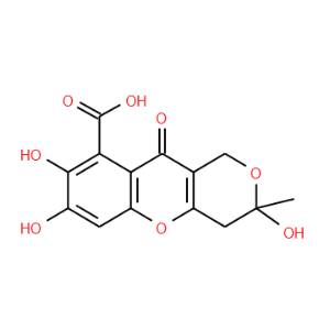 1H,3H-Pyrano[4,3-b][1]benzopyran-9-carboxylic acid, 4,10-dihydro-3,7,8-trihydroxy-3-methyl-10-oxo-