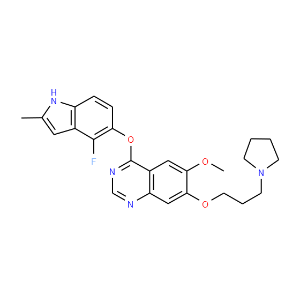 Quinazoline,4-[(4-fluoro-2-methyl-1H-indol-5-yl)oxy]-6-methoxy-7-[3-(1-pyrrolidinyl)propoxy]-