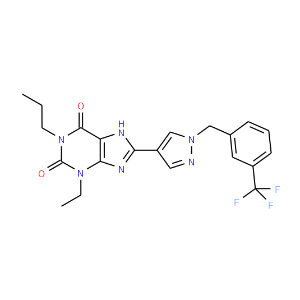 1H-Purine-2,6-dione,3-ethyl-3,9-dihydro-1-propyl-8-[1-[[3-(trifluoromethyl)phenyl]methyl]-1H-pyrazol-4-yl]-