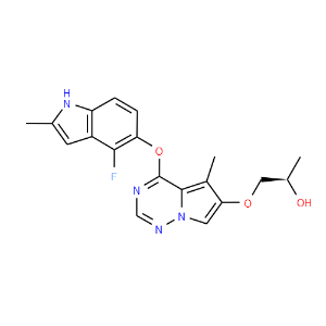 2-Propanol,1-[[4-[(4-fluoro-2-methyl-1H-indol-5-yl)oxy]-5-methylpyrrolo[2,1-f][1,2,4]triazin-6-yl]oxy]-,(2R)- - Click Image to Close