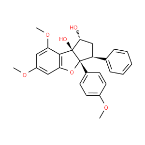 8bH-Cyclopenta[b]benzofuran-1,8b-diol,1,2,3,3a-tetrahydro-6,8-dimethoxy-3a-(4-methoxyphenyl)-3-phenyl-,(1R,3S,3aR,8bS)-