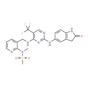 N-Methyl-N-[3-[[[2-[(2-oxo-2,3-dihydro-1H-indol-5-yl)amino]-5-trifluoromethylpyrimidin-4-yl]amino]methyl]pyridin-2-yl]methanesulfonamide