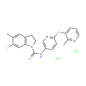 6-Chloro-2,3-dihydro-5-methyl-N-[6-[(2-methyl-3-pyridinyl)oxy]-3-pyridinyl]-1H-indole-1-carboxyamide dihydrochloride - Click Image to Close