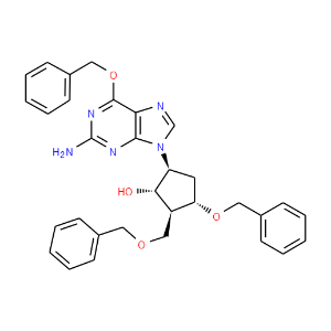 (1S,2S,3S,5S)-5-(2-Amino-6-(benzyloxy)-9H-purin-9-yl)-3-(benzyloxy)-2-(benzyloxymethyl)cyclopentanol - Click Image to Close