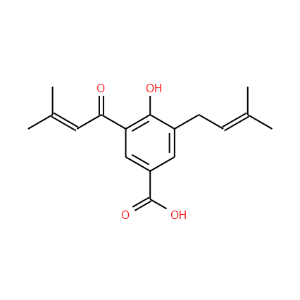 4-Hydroxy-3-(3-methyl-2-butenoyl)-5-(3-methyl-2-butenyl)benzoic acid - Click Image to Close