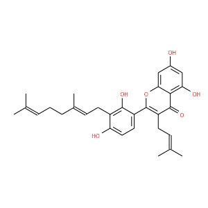 3'-Geranyl-3-prenyl-2',4',5,7-tetrahydroxyflavone - Click Image to Close