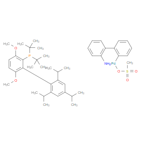 Methanesulfonato(2-(di-t-butylphosphino)-3,6-dimethoxy-2',4',6'- tri-i-propyl-1,1'-biphenyl)(2'-amino-1,1'-biphenyl-2-yl)palladium(II) - Click Image to Close