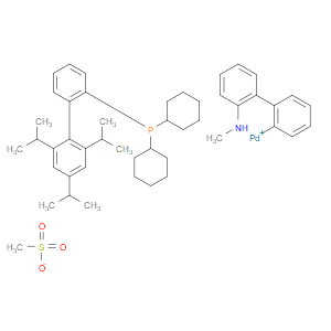 Methanesulfonato(2-dicyclohexylphosphino-2',4',6'-tri-i-propyl-1,1'-biphenyl)(2'-methylamino-1,1'-biphenyl-2-yl)palladium(II) - Click Image to Close