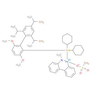 Methanesulfonato(2-dicyclohexylphosphino-3,6-dimethoxy-2',4',6'-tri-i-propyl-1,1'-biphenyl)(2'-methylamino-1,1'-biphenyl-2-yl)palladium(II) - Click Image to Close