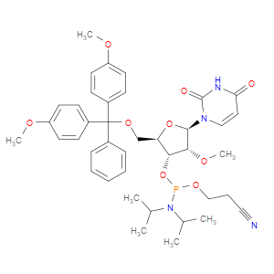 5'-O-(4,4'-Dimethoxytrityl)-2'-O-methyl-uridine-3'-cyanoethyl Phosphoramidite - Click Image to Close