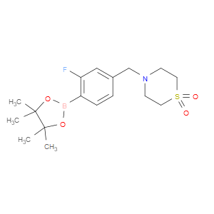 4-([3-FLUORO-4-(4,4,5,5-TETRAMETHYL-1,3,2-DIOXABOROLAN-2-YL)PHENYL]METHYL)-1-THIOMORPHOLINE-1,1-DIONE - Click Image to Close