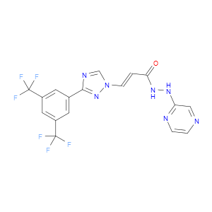 (E)-3-(3-(3,5-BIS(TRIFLUOROMETHYL)PHENYL)-1H-1,2,4-TRIAZOL-1-YL)-N'-(PYRAZIN-2-YL)ACRYLOHYDRAZIDE