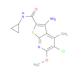 3-AMINO-5-CHLORO-N-CYCLOPROPYL-6-METHOXY-4-METHYLTHIENO[2,3-B]PYRIDINE-2-CARBOXAMIDE - Click Image to Close