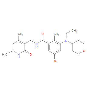 5-BROMO-N-((4,6-DIMETHYL-2-OXO-1,2-DIHYDROPYRIDIN-3-YL)METHYL)-3-(ETHYL(TETRAHYDRO-2H-PYRAN-4-YL)AMINO)-2-METHYLBENZAMIDE