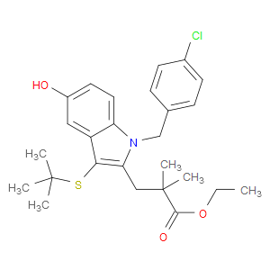 ETHYL 3-(3-(TERT-BUTYLTHIO)-1-(4-CHLOROBENZYL)-5-HYDROXY-1H-INDOL-2-YL)-2,2-DIMETHYLPROPANOATE - Click Image to Close
