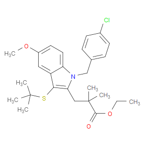 ETHYL 3-(3-(TERT-BUTYLTHIO)-1-(4-CHLOROBENZYL)-5-METHOXY-1H-INDOL-2-YL)-2,2-DIMETHYLPROPANOATE - Click Image to Close