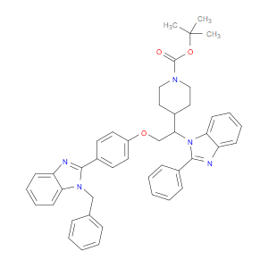 TERT-BUTYL 4-(2-(4-(1-BENZYL-1H-BENZO[D]IMIDAZOL-2-YL)PHENOXY)-1-(2-PHENYL-1H-BENZO[D]IMIDAZOL-1-YL)ETHYL)PIPERIDINE-1-CARBOXYLATE - Click Image to Close