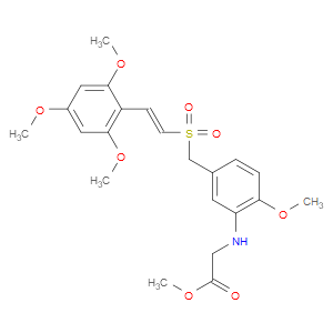 (E)-2,4,6-TRIMETHOXYSTYRYL 3-(CARBOMETHOXYMETHYLAMINO)-4-METHOXYBENZYL SULFONE - Click Image to Close