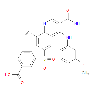 3-(3-CARBAMOYL-4-(3-METHOXYPHENYLAMINO)-8-METHYLQUINOLIN-6-YLSULFONYL)BENZOIC ACID - Click Image to Close