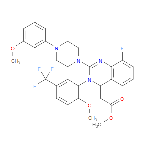 METHYL 2-(8-FLUORO-3-(2-METHOXY-5-(TRIFLUOROMETHYL)PHENYL)-2-(4-(3-METHOXYPHENYL)PIPERAZIN-1-YL)-3,4-DIHYDROQUINAZOLIN-4-YL)ACETATE