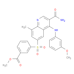 METHYL 3-(3-CARBAMOYL-4-(3-METHOXYPHENYLAMINO)-8-METHYLQUINOLIN-6-YLSULFONYL)BENZOATE - Click Image to Close