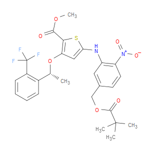 (R)-METHYL 5-(2-NITRO-5-(PIVALOYLOXYMETHYL)PHENYLAMINO)-3-(1-(2-(TRIFLUOROMETHYL)PHENYL)ETHOXY)THIOPHENE-2-CARBOXYLATE