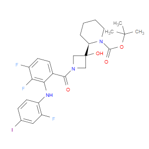 (R)-TERT-BUTYL 2-(1-(3,4-DIFLUORO-2-((2-FLUORO-4-IODOPHENYL)AMINO)BENZOYL)-3-HYDROXYAZETIDIN-3-YL)PIPERIDINE-1-CARBOXYLATE