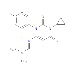 (E)-N'-(1-CYCLOPROPYL-3-(2-FLUORO-4-IODOPHENYL)-2,6-DIOXO-1,2,3,6-TETRAHYDROPYRIMIDIN-4-YL)-N,N-DIMETHYLFORMIMIDAMIDE