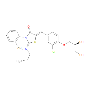 (Z)-5-((Z)-3-CHLORO-4-((S)-2,3-DIHYDROXYPROPOXY)BENZYLIDENE)-2-(PROPYLIMINO)-3-(O-TOLYL)THIAZOLIDIN-4-ONE
