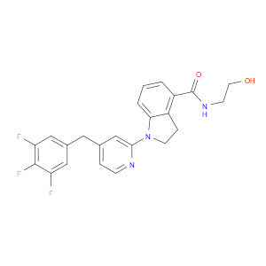 N-(2-HYDROXYETHYL)-1-(4-(3,4,5-TRIFLUOROBENZYL)PYRIDIN-2-YL)INDOLINE-4-CARBOXAMIDE