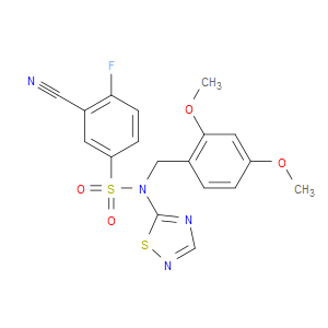 3-CYANO-N-(2,4-DIMETHOXYBENZYL)-4-FLUORO-N-(1,2,4-THIADIAZOL-5-YL)BENZENESULFONAMIDE
