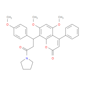 5,7-DIMETHOXY-8-(1-(4-METHOXYPHENYL)-3-OXO-3-(PYRROLIDIN-1-YL)PROPYL)-4-PHENYL-2H-CHROMEN-2-ONE